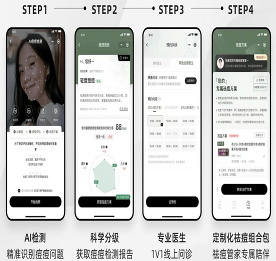 중국의 위노나가 인공지능 여드름 케어 솔루션을 개발했지만 소비자들은 마케팅이라고 지적했다.(해당 제품 웹사이트 캡처)